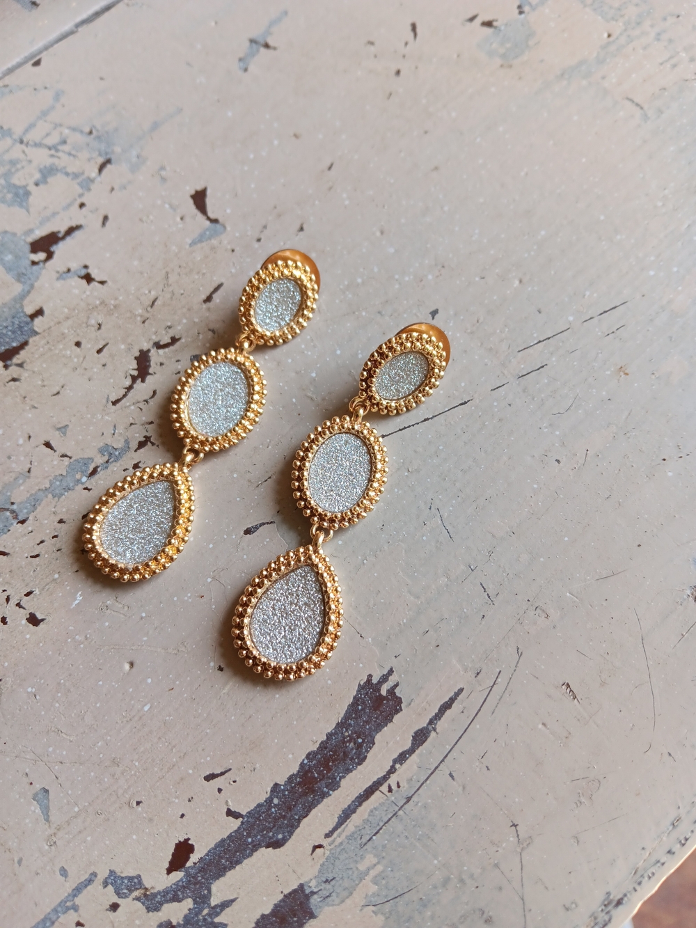 Monet Gold and Silver Teardrop Dangle Earrings - Elegant Women's Jewelry